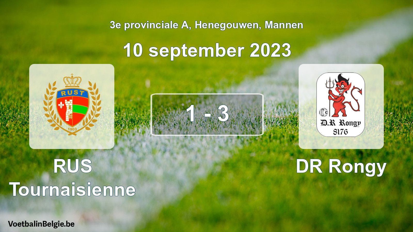 Gespeelde wedstrijd mannenvoetbal: RUS Tournaisienne - DR Rongy 1 - 3 (10 september 2023)