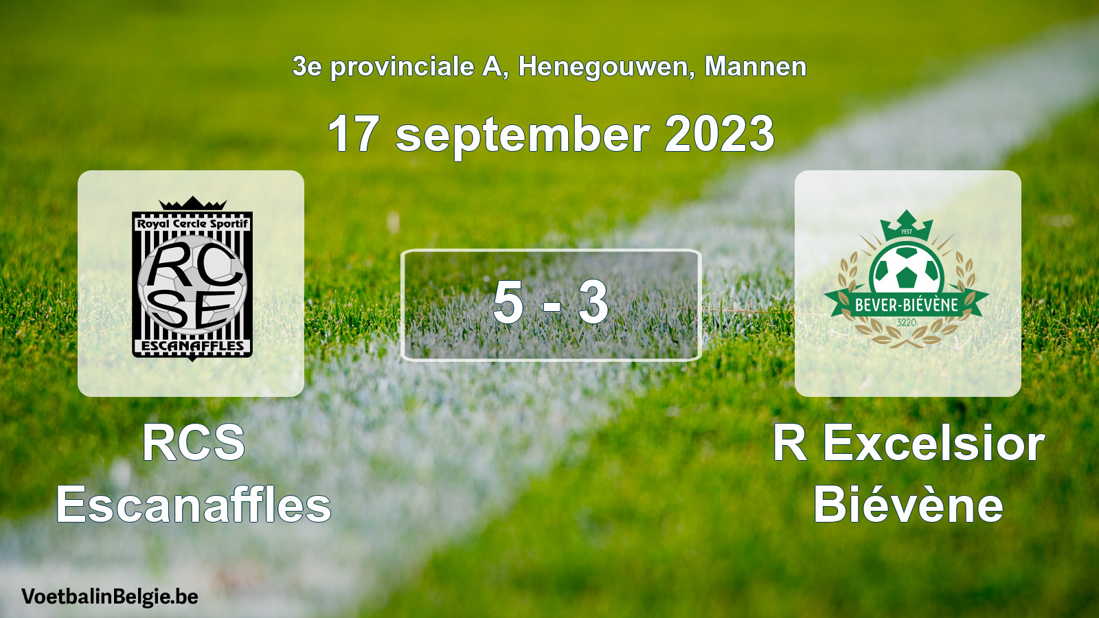 Gespeelde wedstrijd mannenvoetbal: RCS Escanaffles - R Excelsior Biévène 5 - 3 (17 september 2023)