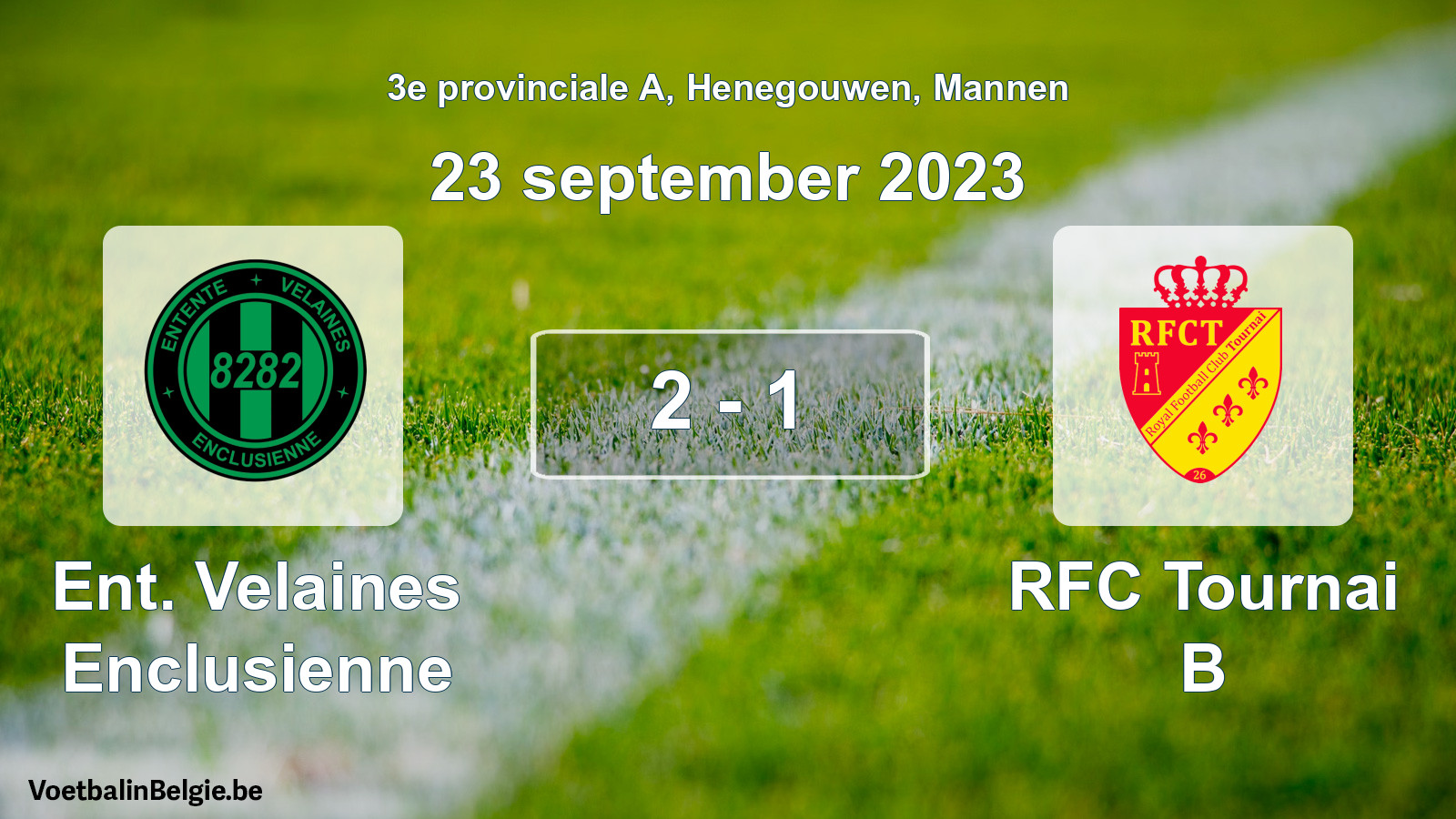 Gespeelde wedstrijd mannenvoetbal: Ent. Velaines Enclusienne - RFC Tournai B 2 - 1 (23 september 2023)