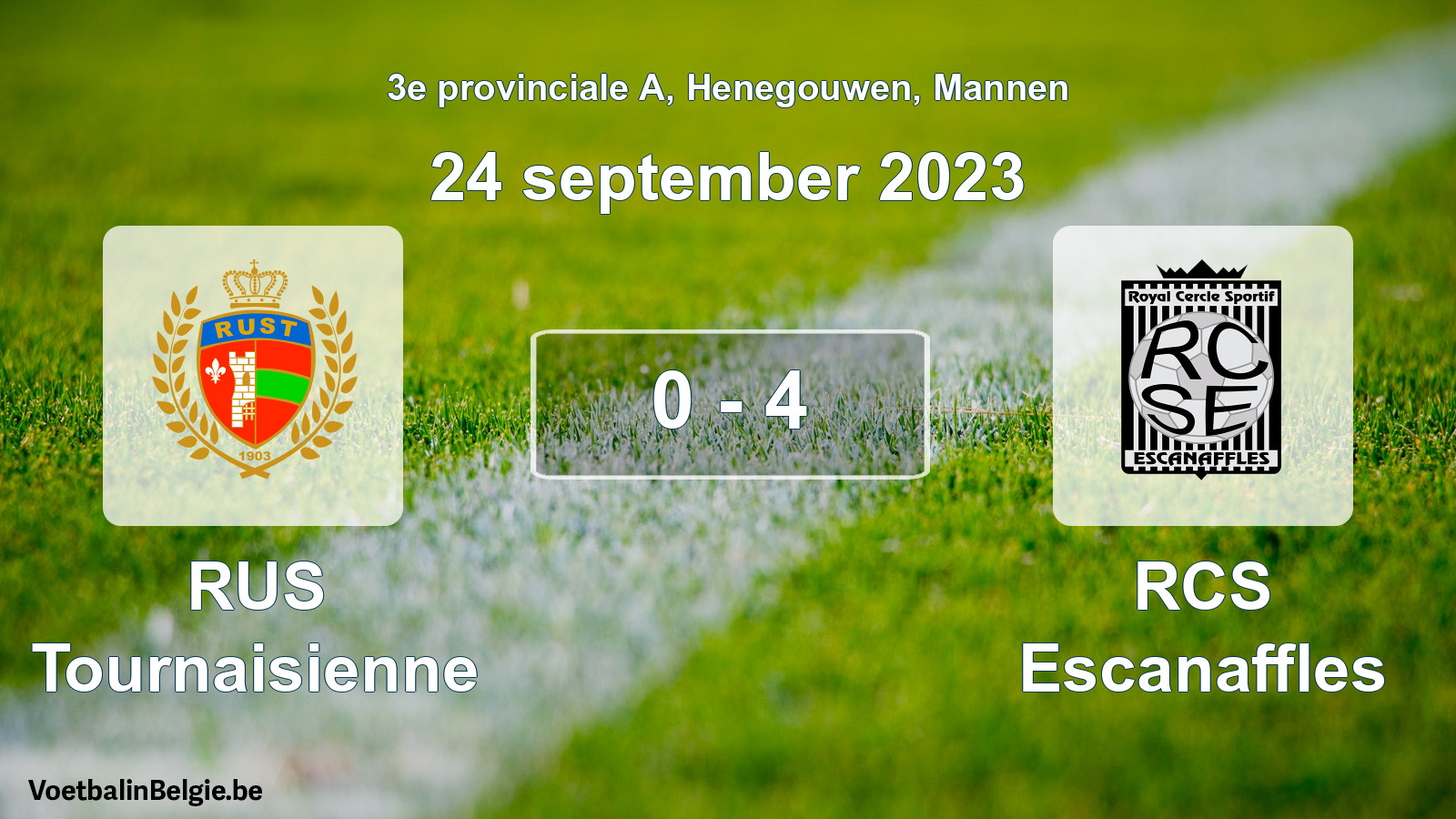 Gespeelde wedstrijd mannenvoetbal: RUS Tournaisienne - RCS Escanaffles 0 - 4 (24 september 2023)
