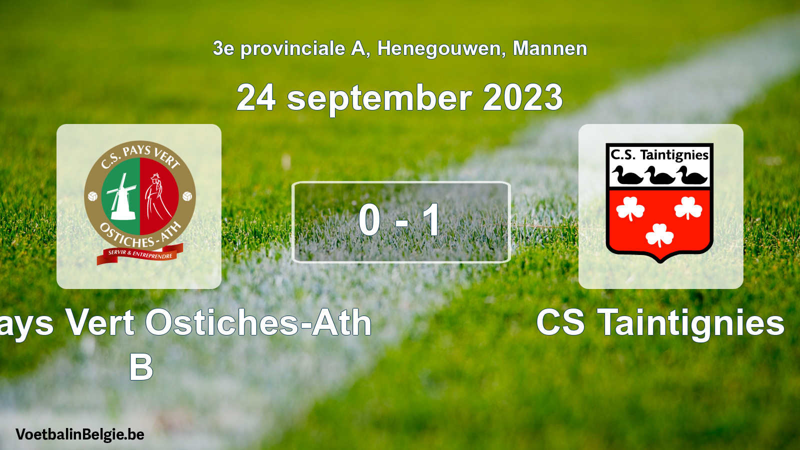 Gespeelde wedstrijd mannenvoetbal: CS Pays Vert Ostiches-Ath B - CS Taintignies 0 - 1 (24 september 2023)