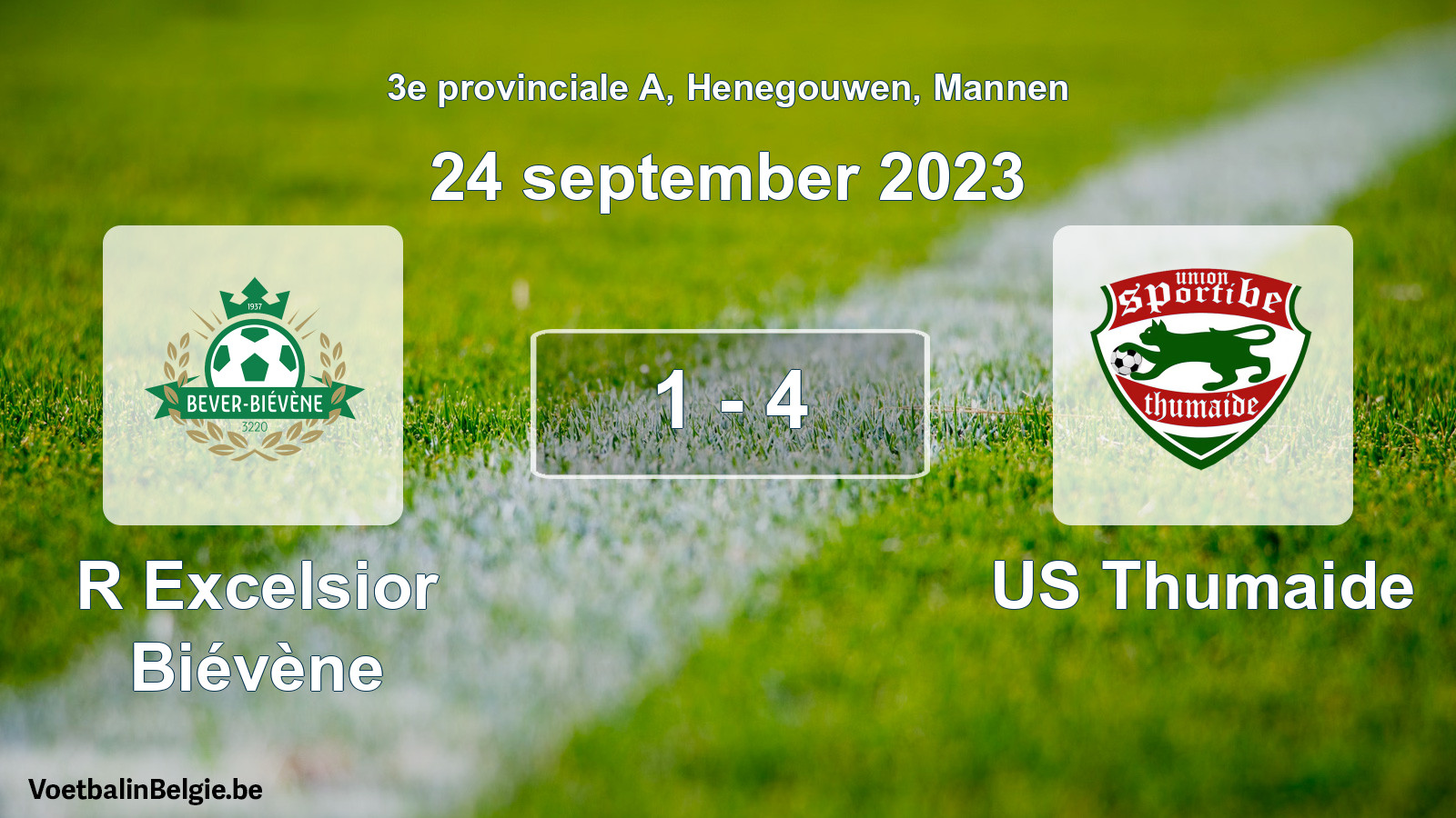 Gespeelde wedstrijd mannenvoetbal: R Excelsior Biévène - US Thumaide 1 - 4 (24 september 2023)