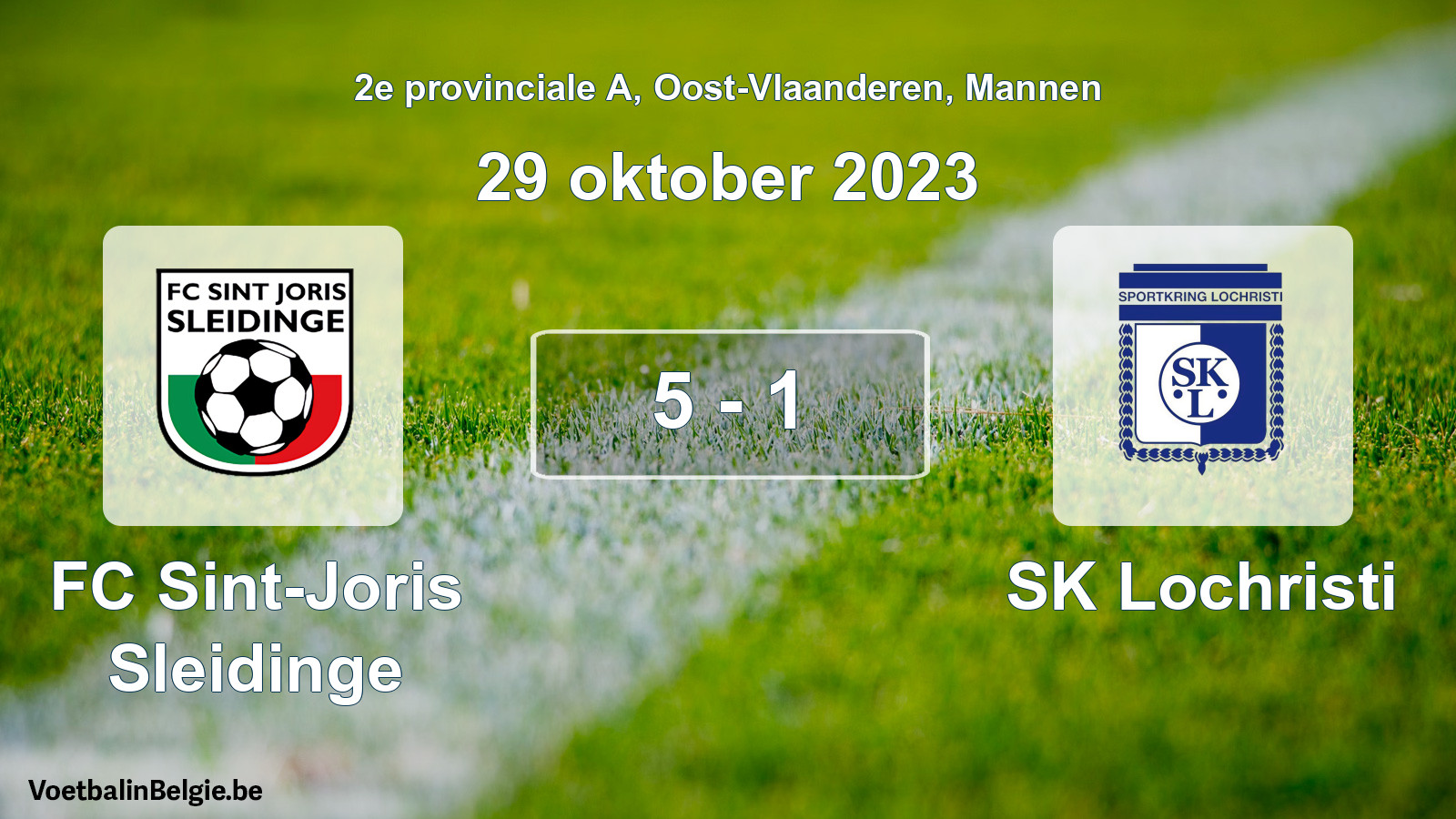 Gespeelde wedstrijd mannenvoetbal: FC Sint-Joris Sleidinge - SK Lochristi 5 - 1 (29 oktober 2023)