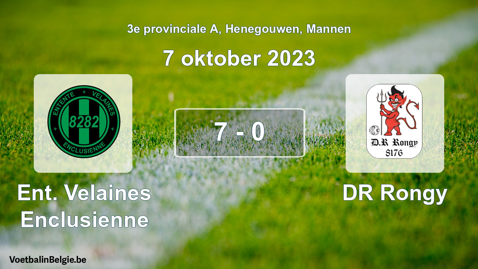 Gespeelde wedstrijd mannenvoetbal: Ent. Velaines Enclusienne - DR Rongy 7 - 0 (7 oktober 2023)