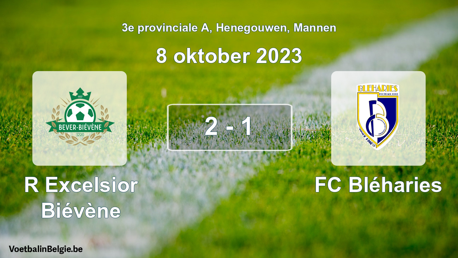 Gespeelde wedstrijd mannenvoetbal: R Excelsior Biévène - FC Bléharies 2 - 1 (8 oktober 2023)