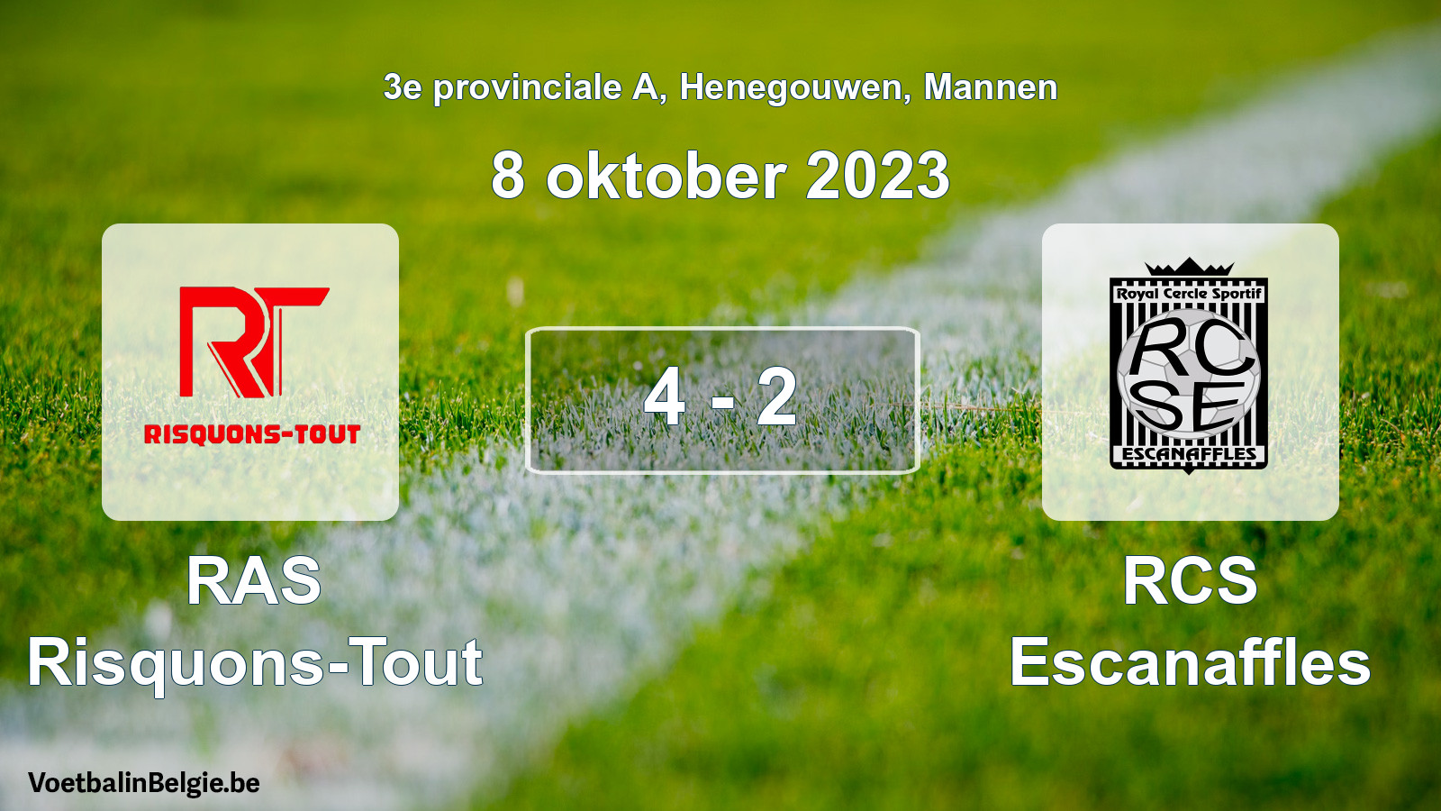 Gespeelde wedstrijd mannenvoetbal: RAS Risquons-Tout - RCS Escanaffles 4 - 2 (8 oktober 2023)
