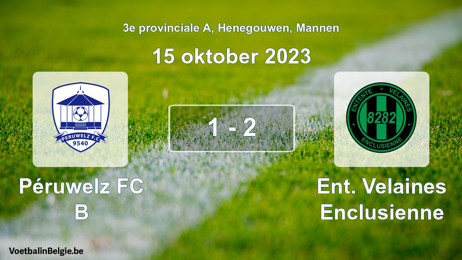 Gespeelde wedstrijd mannenvoetbal: Péruwelz FC B - Ent. Velaines Enclusienne 1 - 2 (15 oktober 2023)