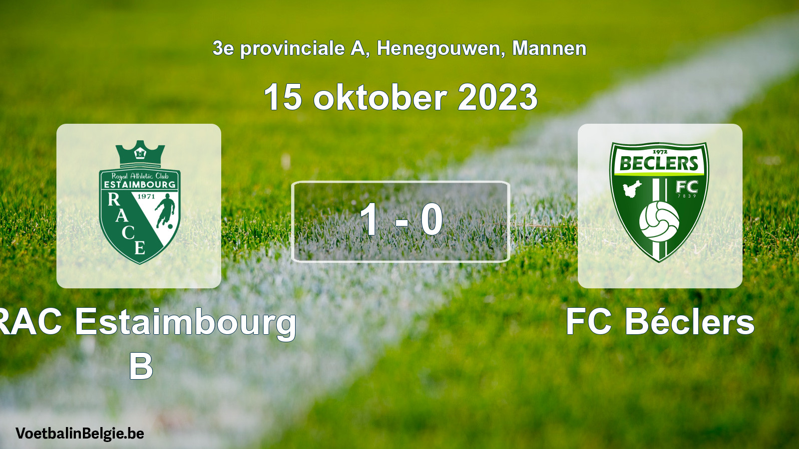 Gespeelde wedstrijd mannenvoetbal: RAC Estaimbourg B - FC Béclers 1 - 0 (15 oktober 2023)