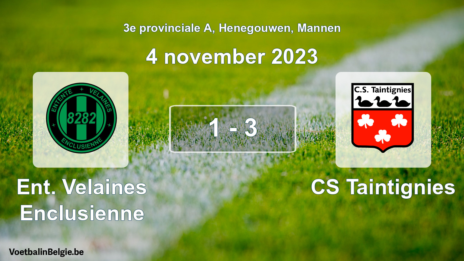 Gespeelde wedstrijd mannenvoetbal: Ent. Velaines Enclusienne - CS Taintignies 1 - 3 (4 november 2023)