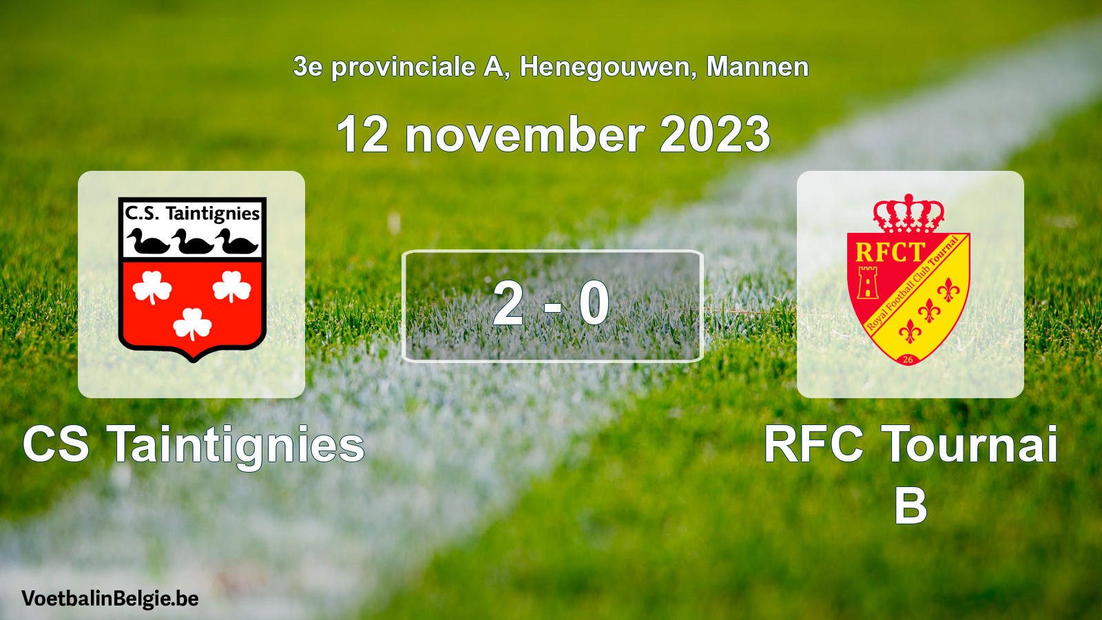 Gespeelde wedstrijd mannenvoetbal: CS Taintignies - RFC Tournai B 2 - 0 (12 november 2023)
