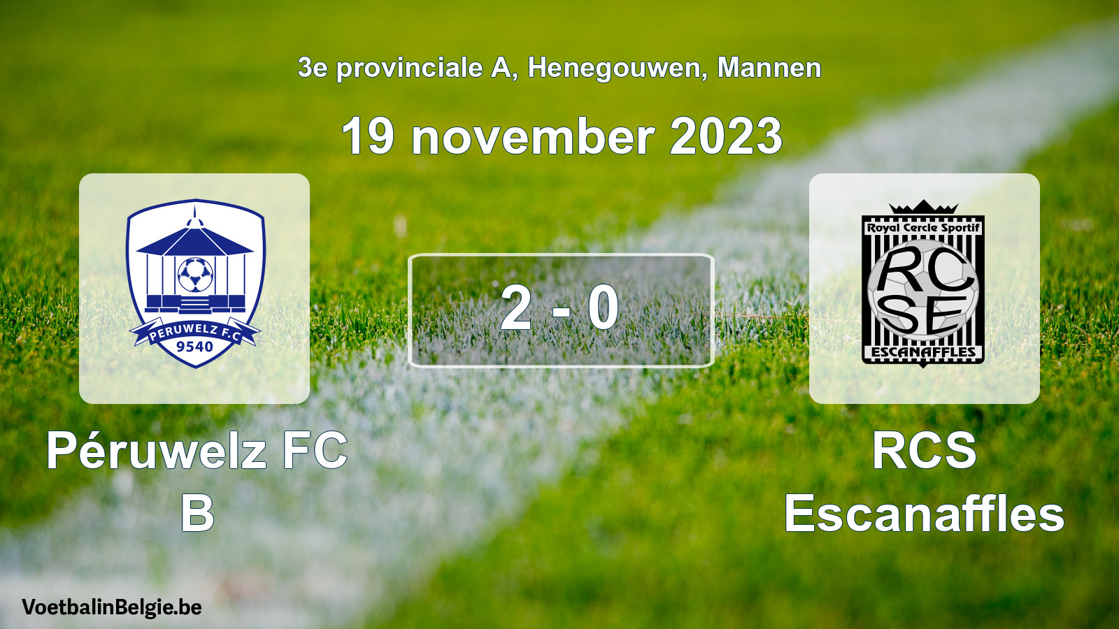 Gespeelde wedstrijd mannenvoetbal: Péruwelz FC B - RCS Escanaffles 2 - 0 (19 november 2023)
