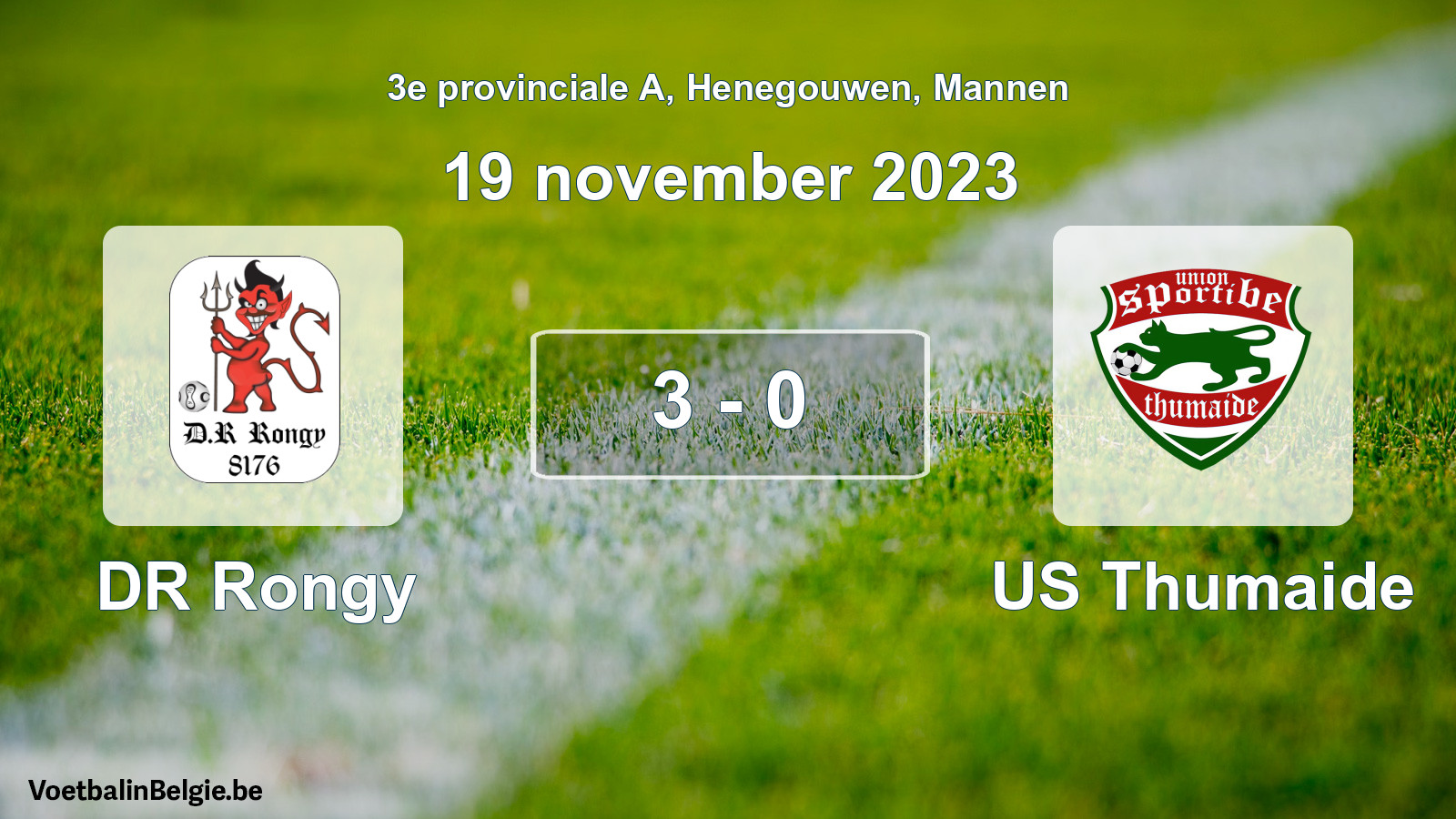 Gespeelde wedstrijd mannenvoetbal: DR Rongy - US Thumaide 3 - 0 (19 november 2023)
