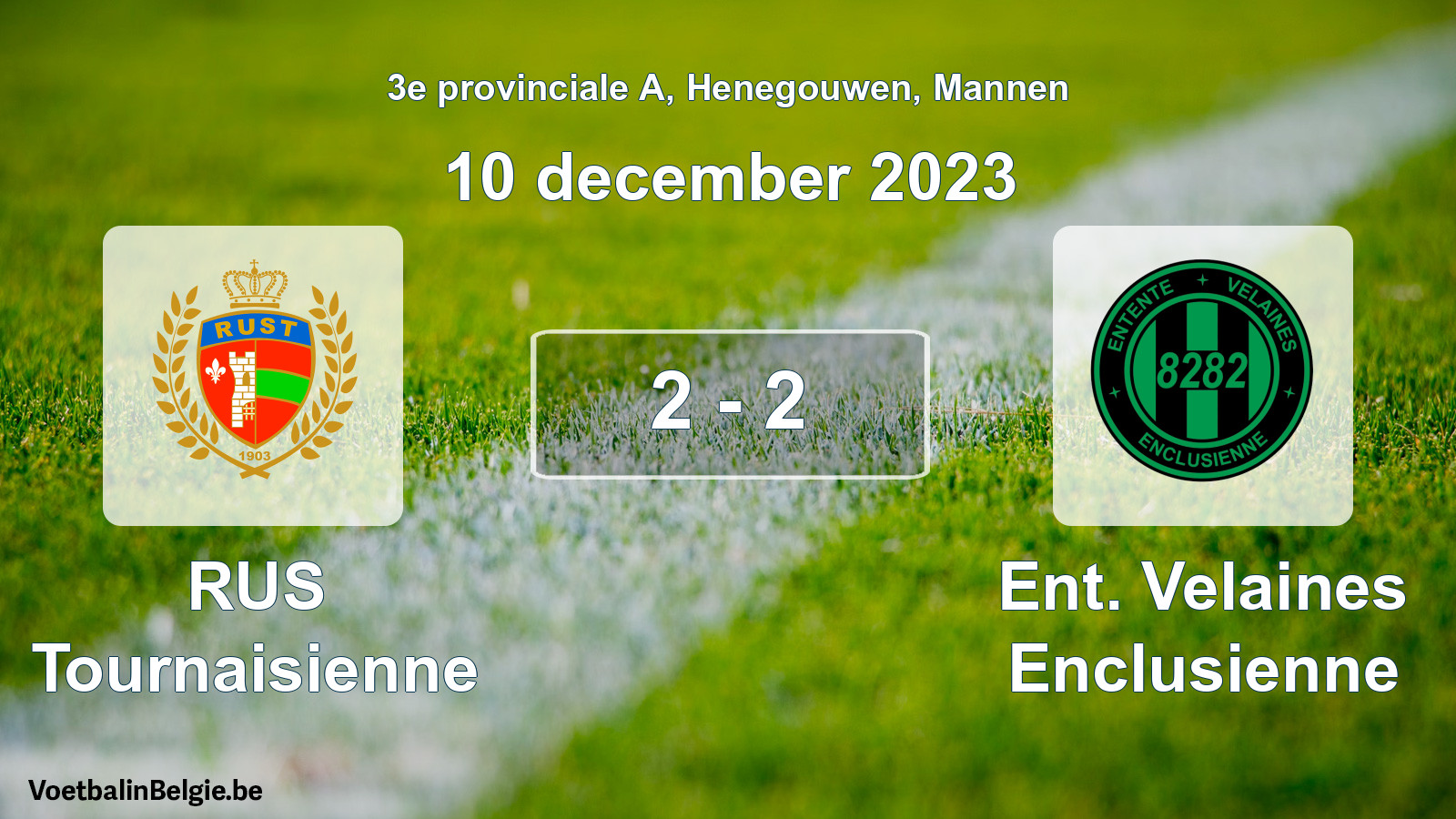 Gespeelde wedstrijd mannenvoetbal: RUS Tournaisienne - Ent. Velaines Enclusienne 2 - 2 (10 december 2023)