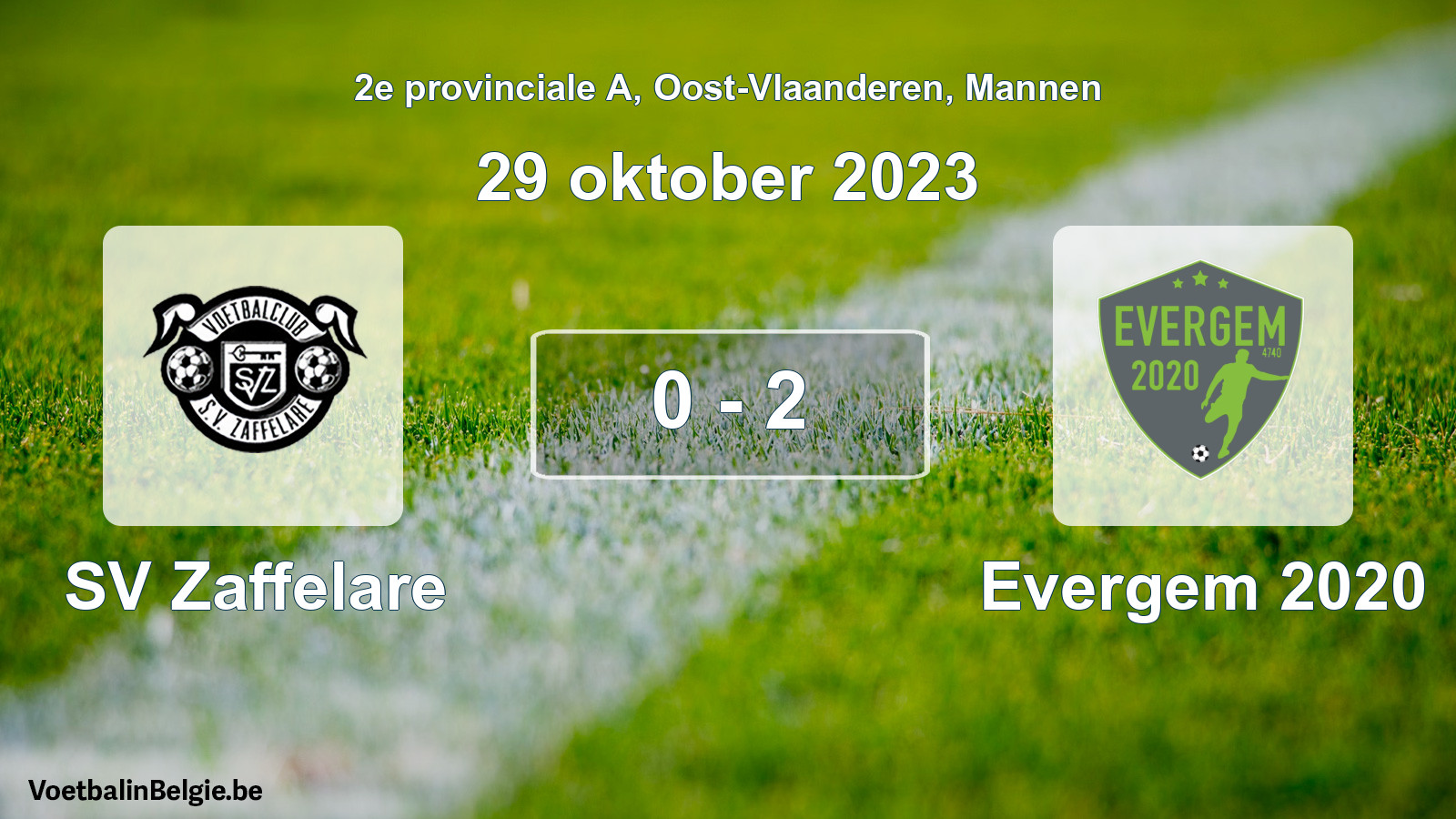 Gespeelde wedstrijd mannenvoetbal: SV Zaffelare - Evergem 2020 0 - 2 (29 oktober 2023)