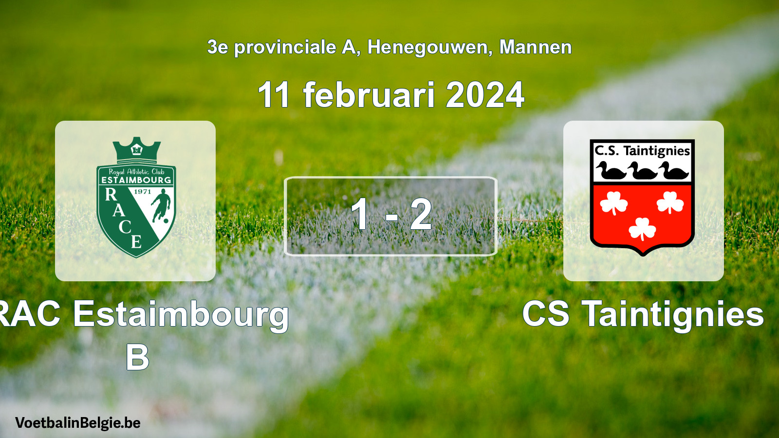 Gespeelde wedstrijd mannenvoetbal: RAC Estaimbourg B - CS Taintignies 1 - 2 (11 februari 2024)