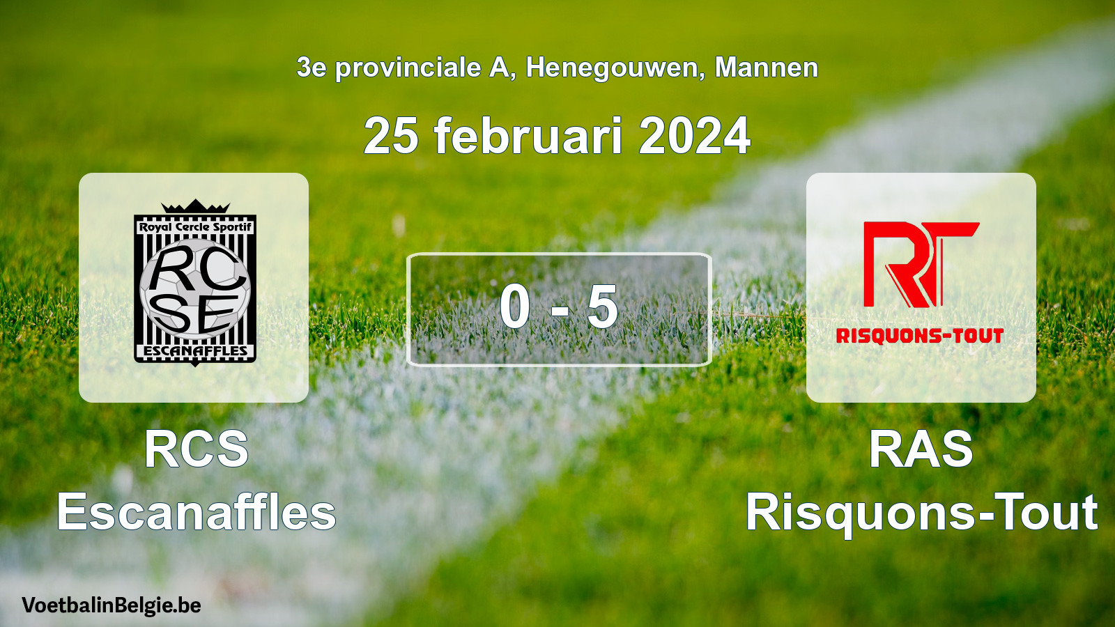 Gespeelde wedstrijd mannenvoetbal: RCS Escanaffles - RAS Risquons-Tout 0 - 5 (25 februari 2024)