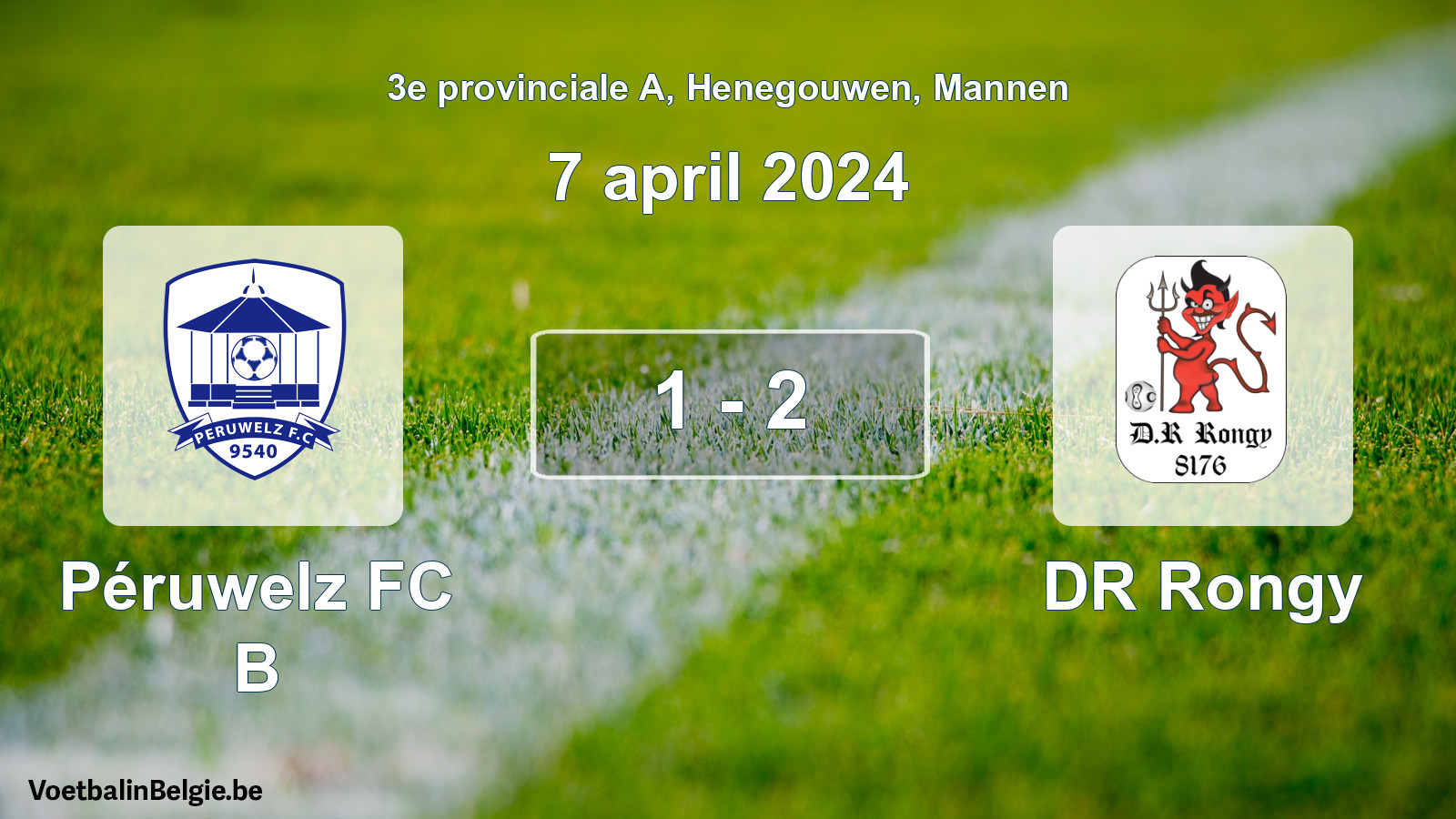 Gespeelde wedstrijd mannenvoetbal: Péruwelz FC B - DR Rongy 1 - 2 (7 april 2024)