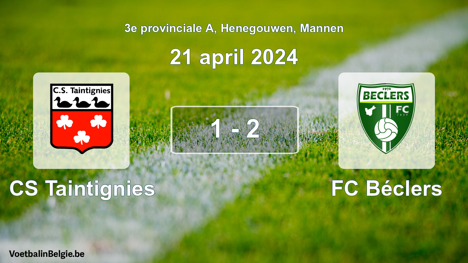 Gespeelde wedstrijd mannenvoetbal: CS Taintignies - FC Béclers 1 - 2 (21 april 2024)