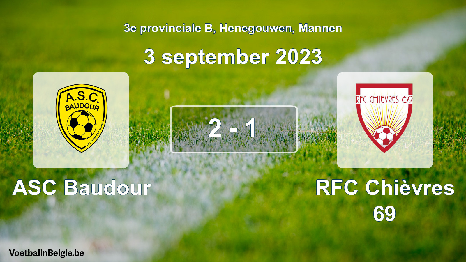 Gespeelde wedstrijd mannenvoetbal: ASC Baudour - RFC Chièvres 69 2 - 1 (3 september 2023)