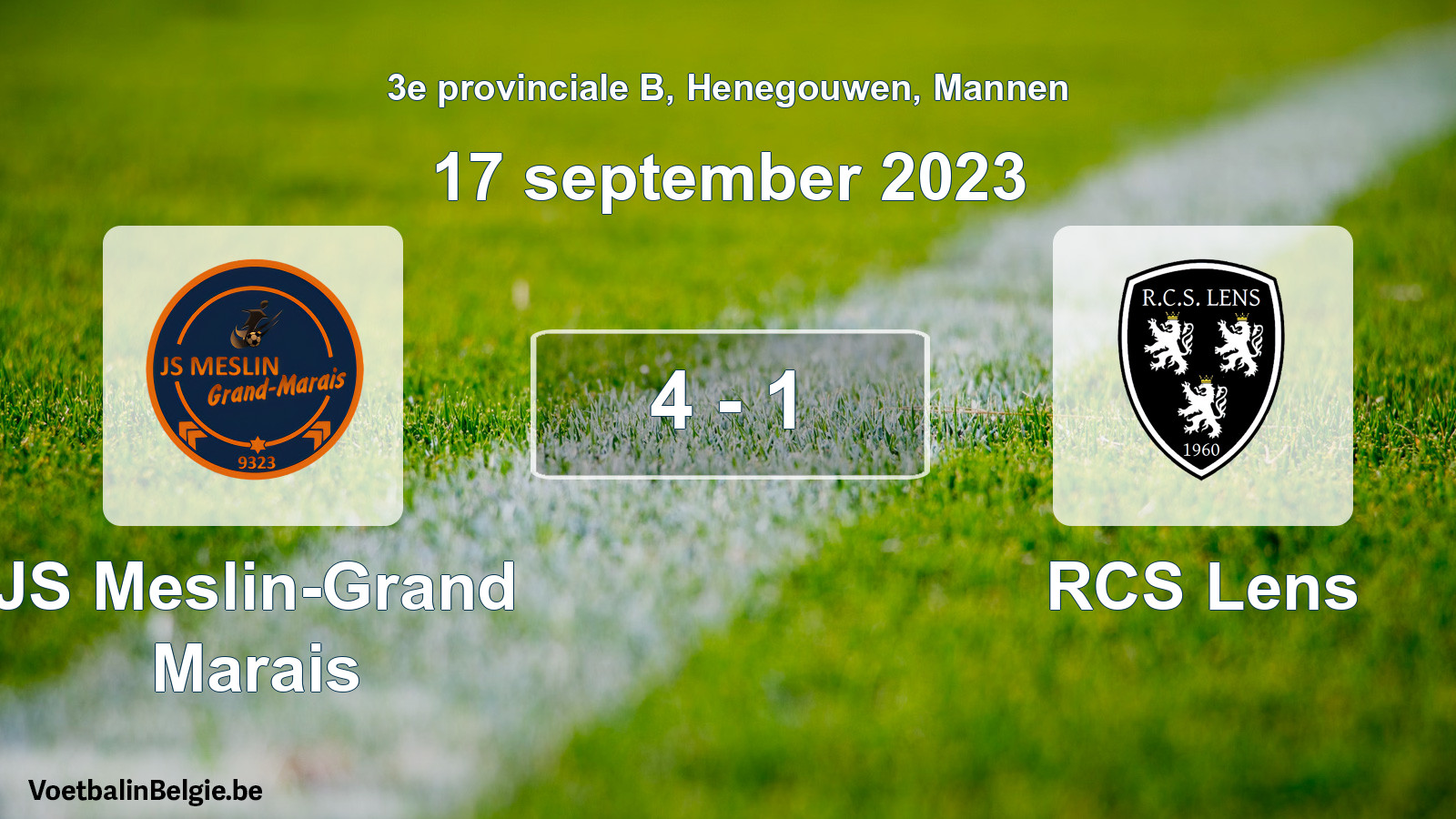 Gespeelde wedstrijd mannenvoetbal: JS Meslin-Grand Marais - RCS Lens 4 - 1 (17 september 2023)