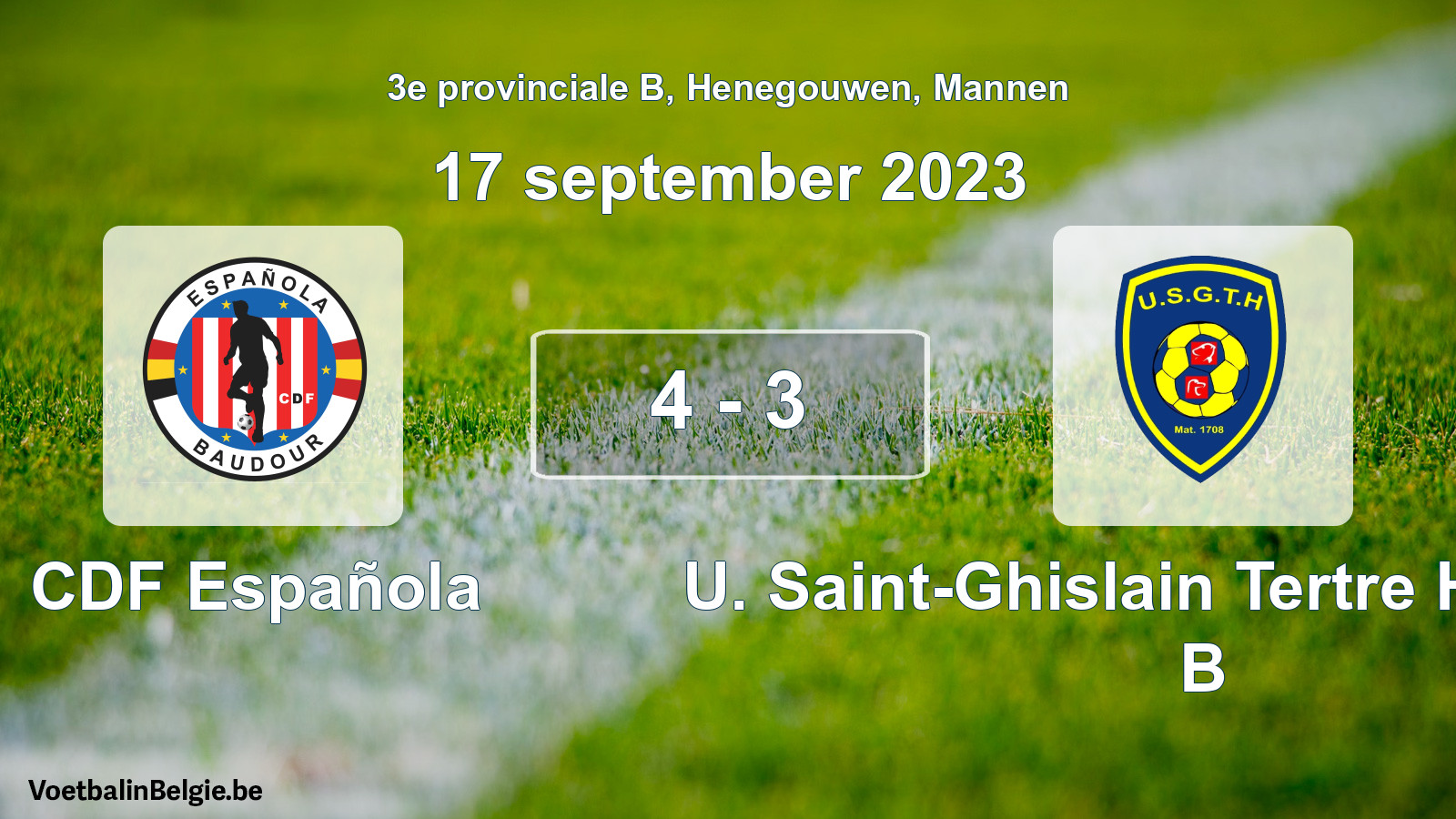 Gespeelde wedstrijd mannenvoetbal: CDF Española - U. Saint-Ghislain Tertre Hautrage B 4 - 3 (17 september 2023)