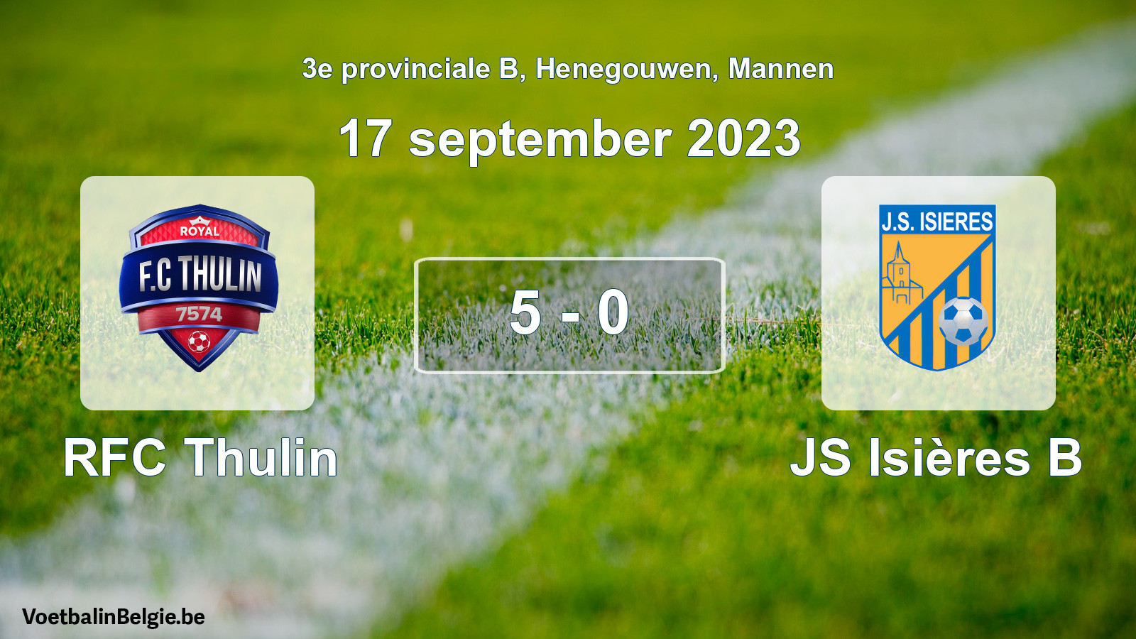 Played match men football: RFC Thulin - JS Isières B 5 - 0 (17 September 2023)
