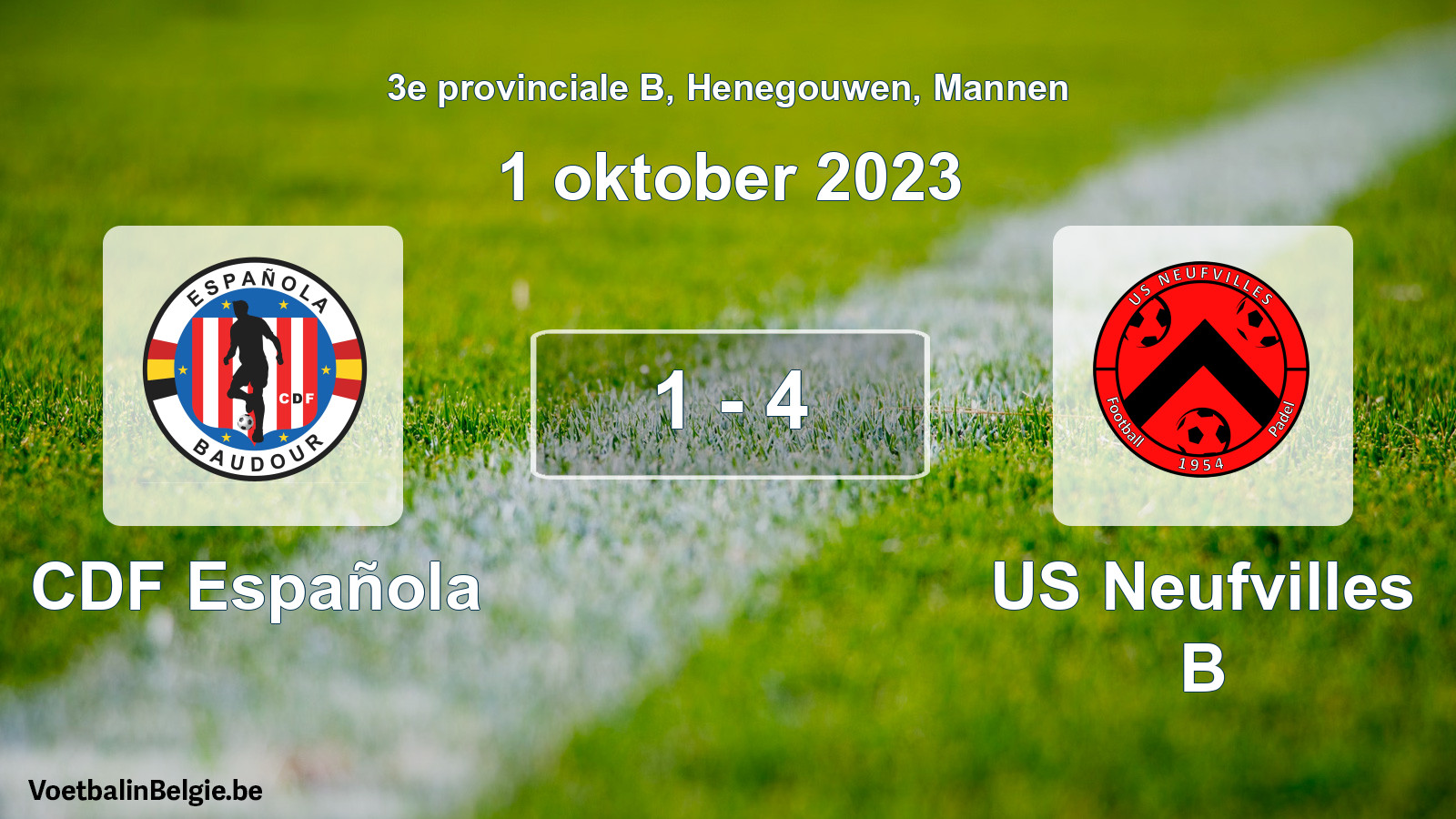 Gespeelde wedstrijd mannenvoetbal: CDF Española - US Neufvilles B 1 - 4 (1 oktober 2023)