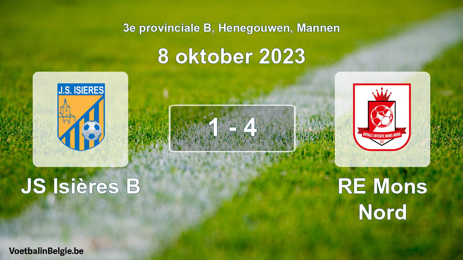 Gespeelde wedstrijd mannenvoetbal: JS Isières B - RE Mons Nord 1 - 4 (8 oktober 2023)
