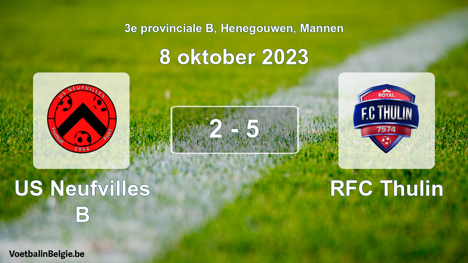 Gespeelde wedstrijd mannenvoetbal: US Neufvilles B - RFC Thulin 2 - 5 (8 oktober 2023)