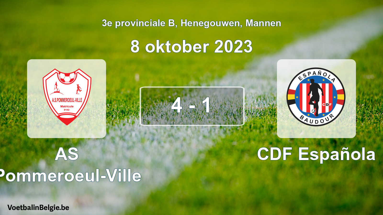Gespeelde wedstrijd mannenvoetbal: AS Pommeroeul-Ville - CDF Española 4 - 1 (8 oktober 2023)