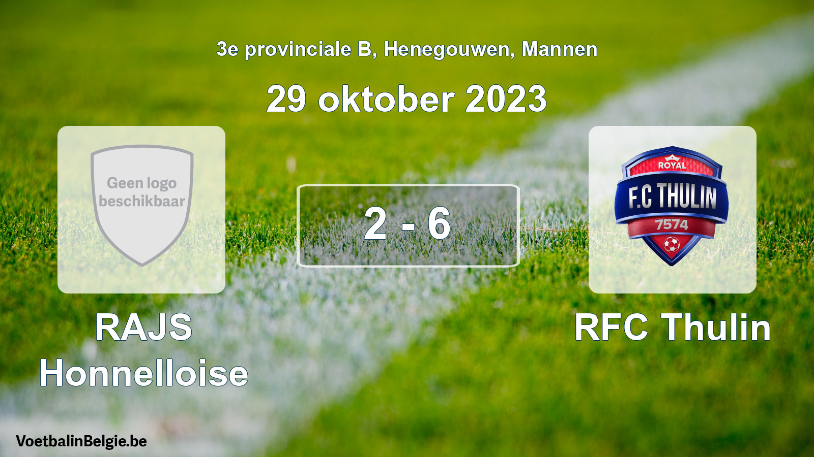 Gespeelde wedstrijd mannenvoetbal: RAJS Honnelloise - RFC Thulin 2 - 6 (29 oktober 2023)