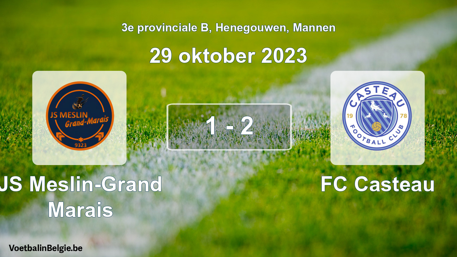 Gespeelde wedstrijd mannenvoetbal: JS Meslin-Grand Marais - FC Casteau 1 - 2 (29 oktober 2023)