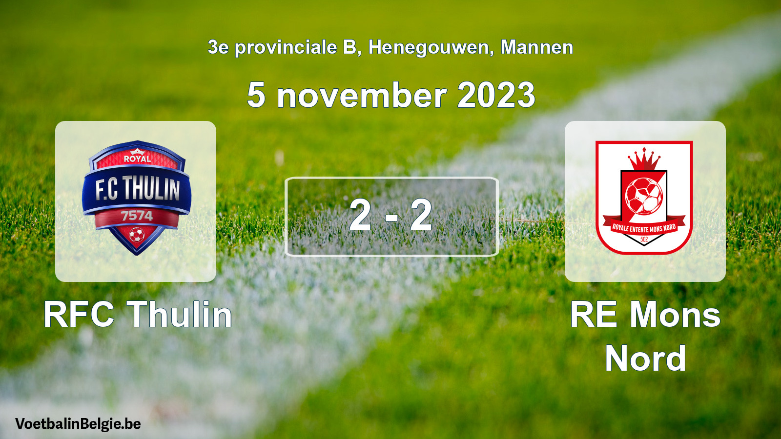Gespeelde wedstrijd mannenvoetbal: RFC Thulin - RE Mons Nord 2 - 2 (5 november 2023)