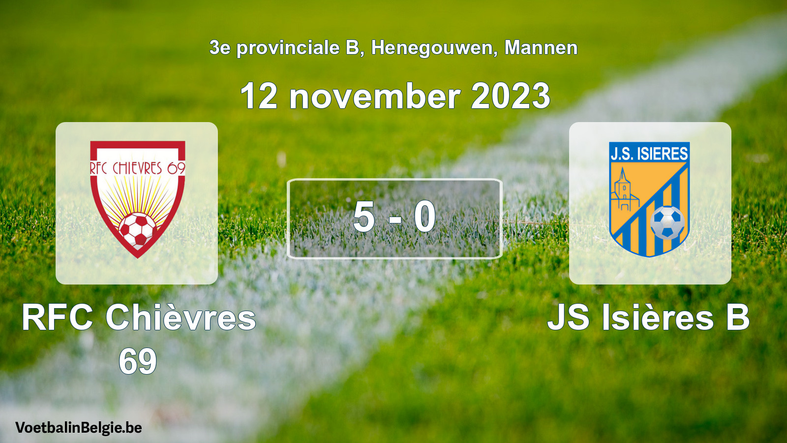 Gespeelde wedstrijd mannenvoetbal: RFC Chièvres 69 - JS Isières B 5 - 0 (12 november 2023)