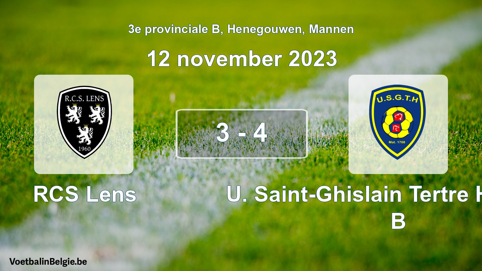 Gespeelde wedstrijd mannenvoetbal: RCS Lens - U. Saint-Ghislain Tertre Hautrage B 3 - 4 (12 november 2023)
