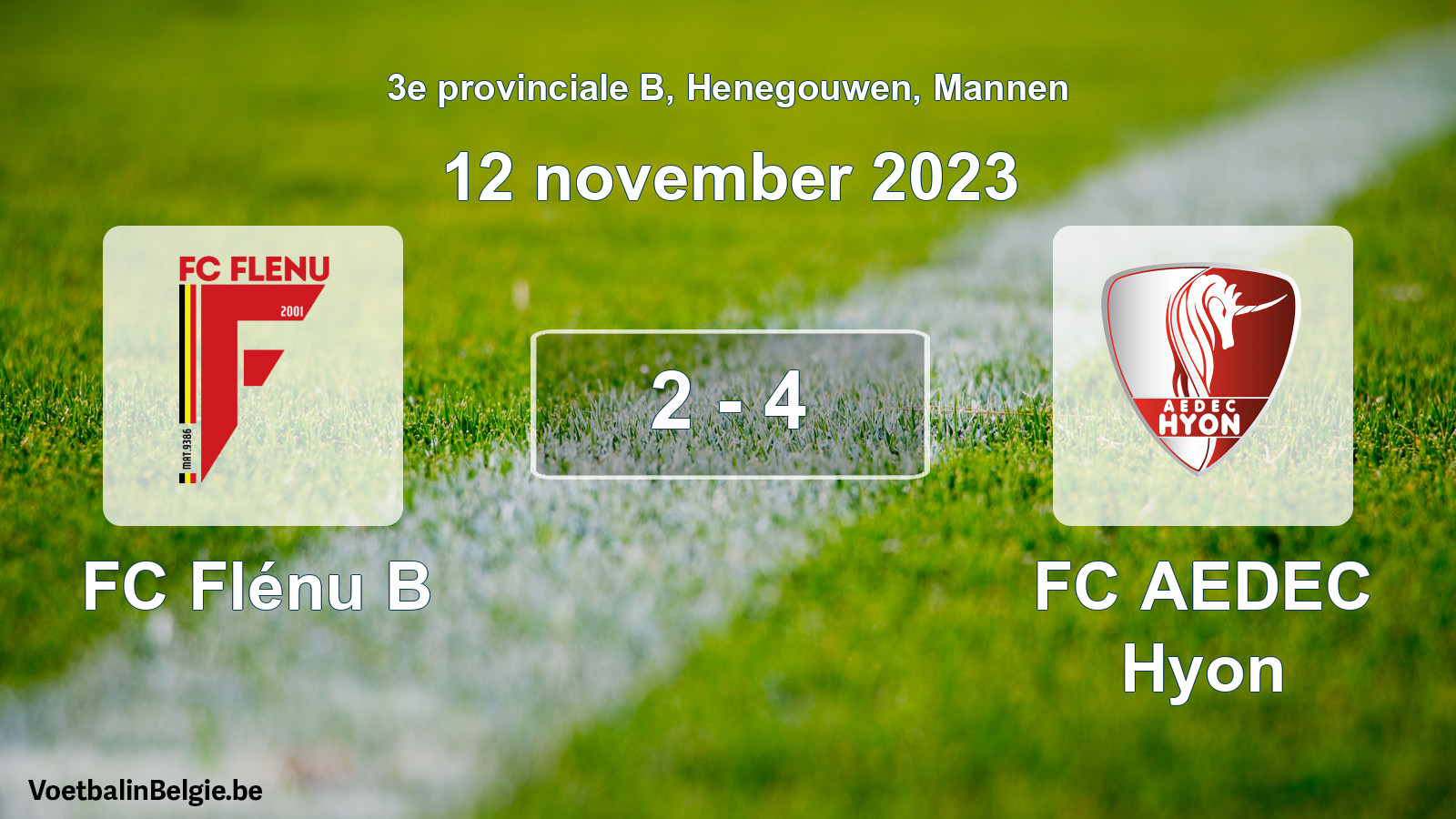 Played match men football: FC Flénu B - FC AEDEC Hyon 2 - 4 (12 November 2023)