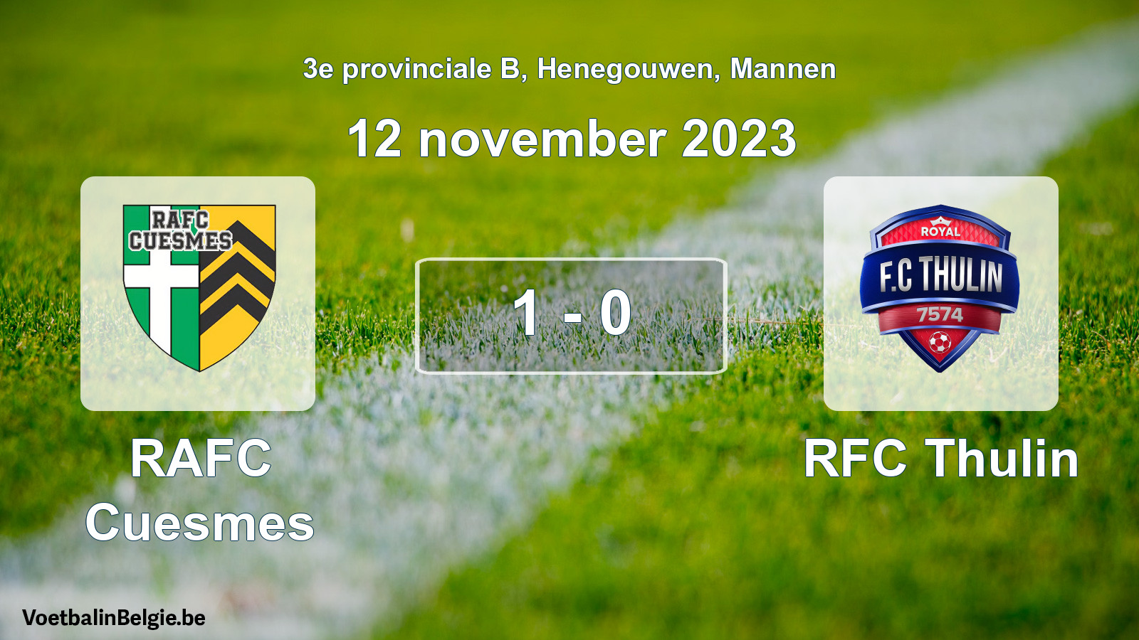 Gespeelde wedstrijd mannenvoetbal: RAFC Cuesmes - RFC Thulin 1 - 0 (12 november 2023)