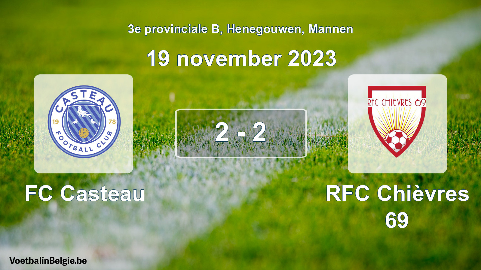 Gespeelde wedstrijd mannenvoetbal: FC Casteau - RFC Chièvres 69 2 - 2 (19 november 2023)