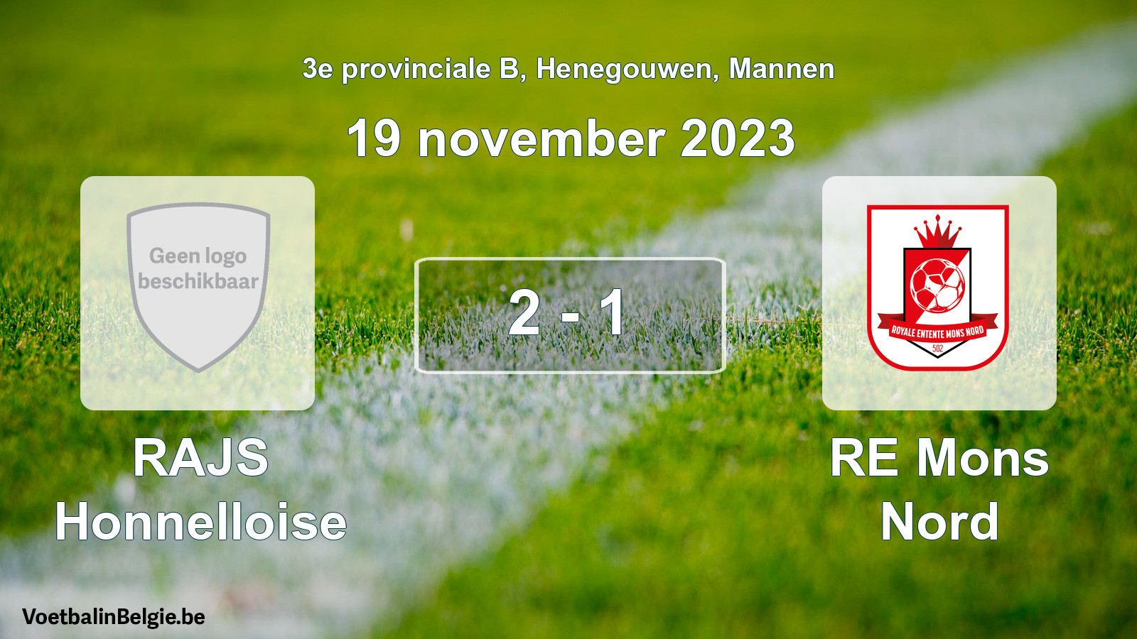 Gespeelde wedstrijd mannenvoetbal: RAJS Honnelloise - RE Mons Nord 2 - 1 (19 november 2023)