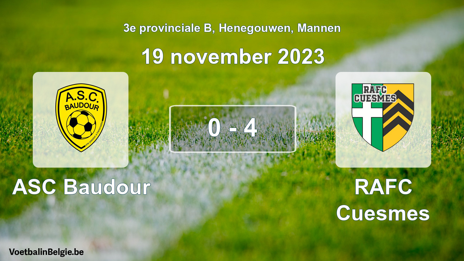 Gespeelde wedstrijd mannenvoetbal: ASC Baudour - RAFC Cuesmes 0 - 4 (19 november 2023)