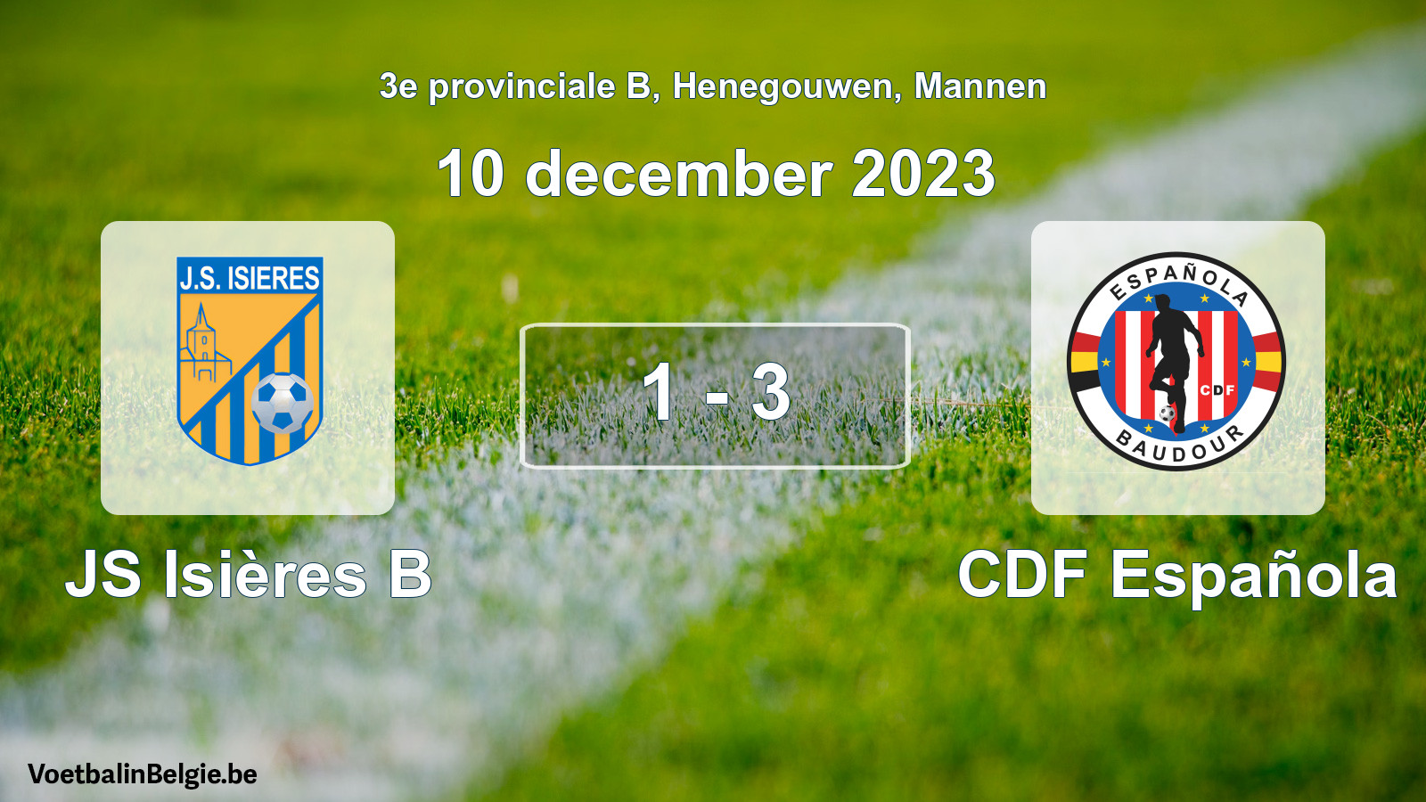 Gespeelde wedstrijd mannenvoetbal: JS Isières B - CDF Española 1 - 3 (10 december 2023)