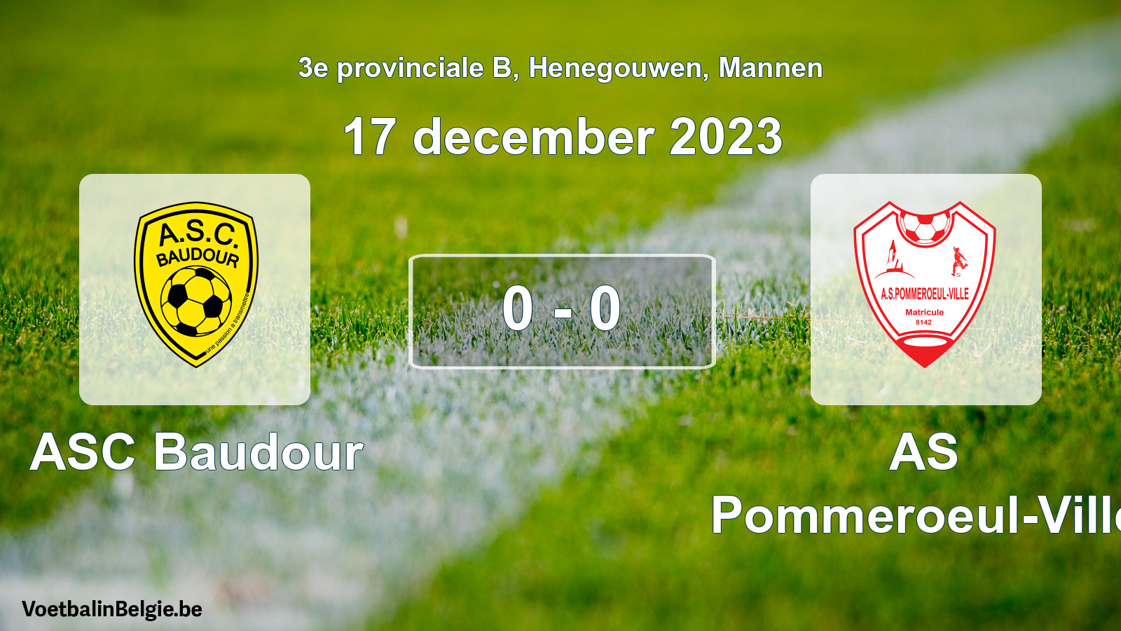 Gespeelde wedstrijd mannenvoetbal: ASC Baudour - AS Pommeroeul-Ville 0 - 0 (17 december 2023)