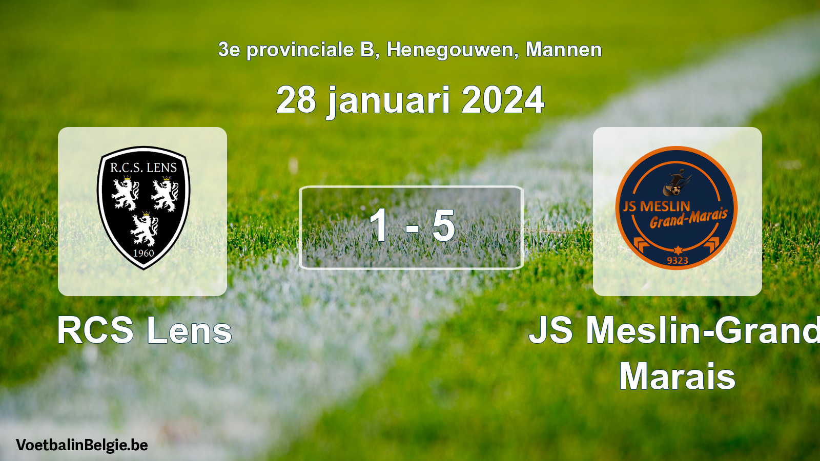 Gespeelde wedstrijd mannenvoetbal: RCS Lens - JS Meslin-Grand Marais 1 - 5 (28 januari 2024)