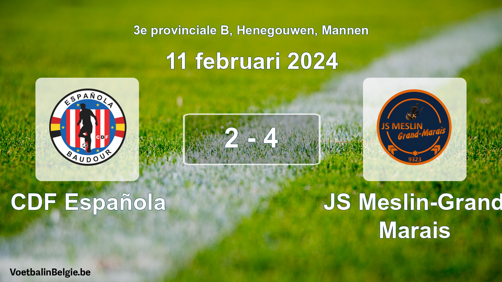 Gespeelde wedstrijd mannenvoetbal: CDF Española - JS Meslin-Grand Marais 2 - 4 (11 februari 2024)