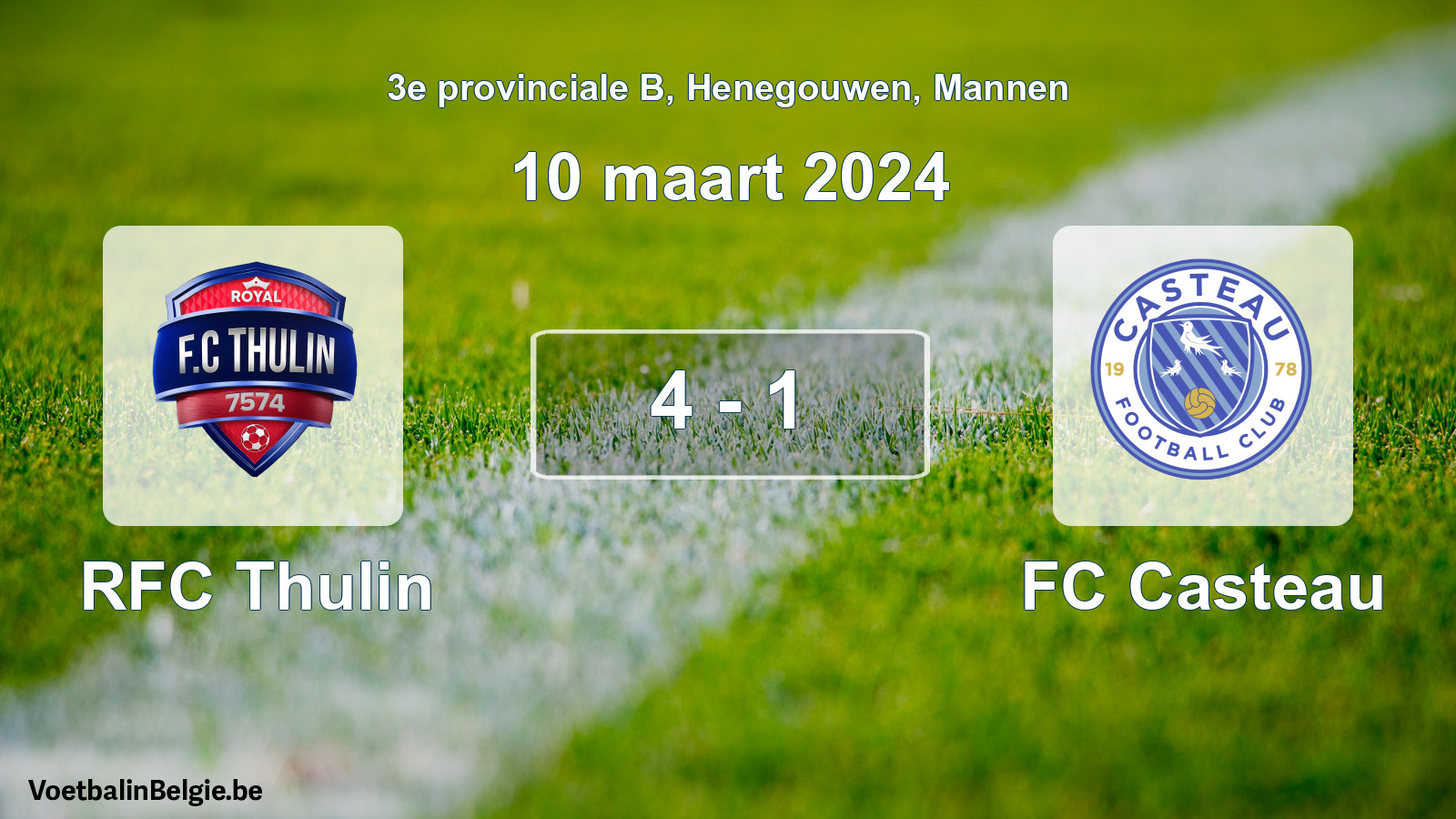 Gespeelde wedstrijd mannenvoetbal: RFC Thulin - FC Casteau 4 - 1 (10 maart 2024)