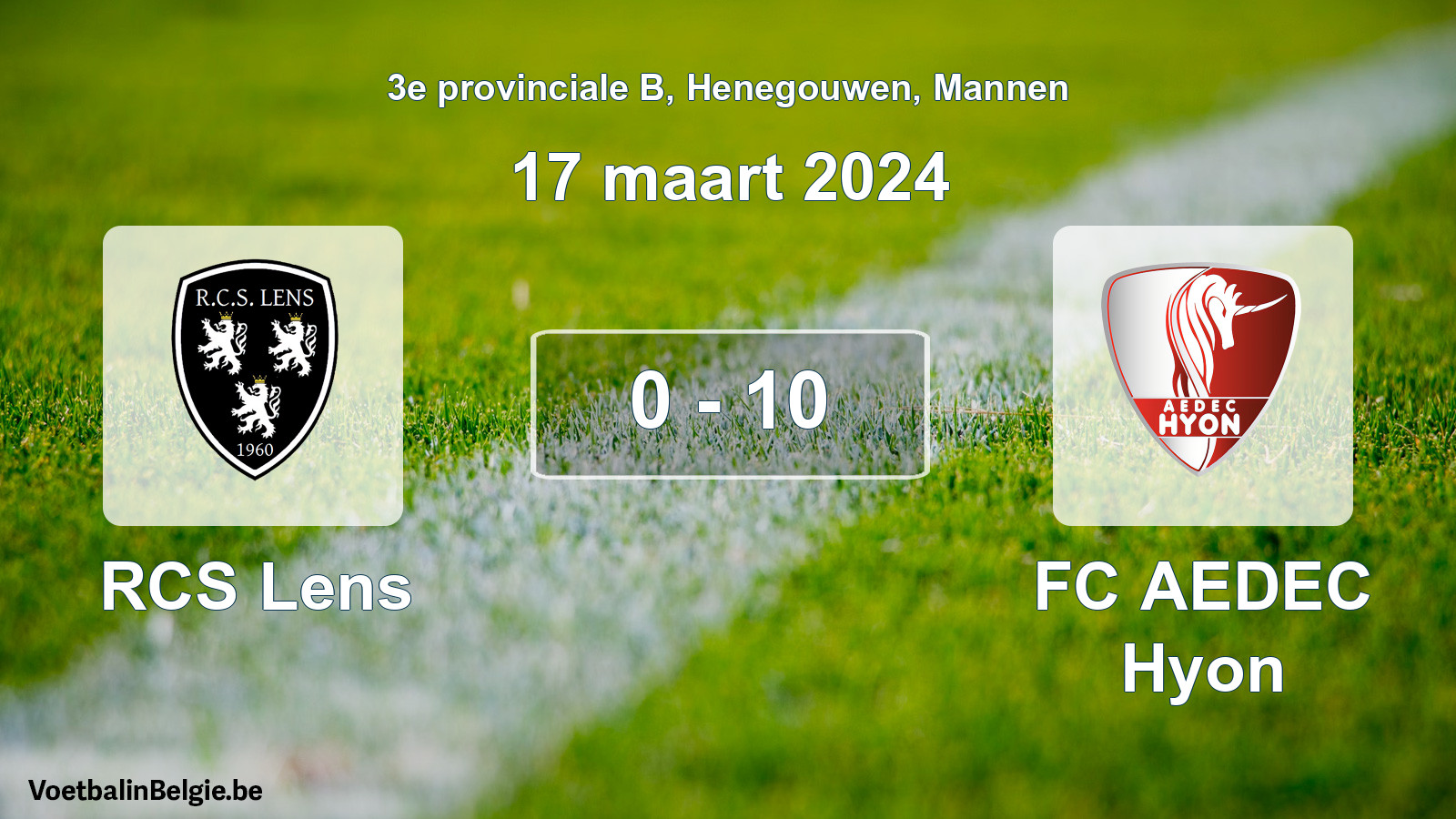 Played match men football: RCS Lens - FC AEDEC Hyon 0 - 10 (17 March 2024)