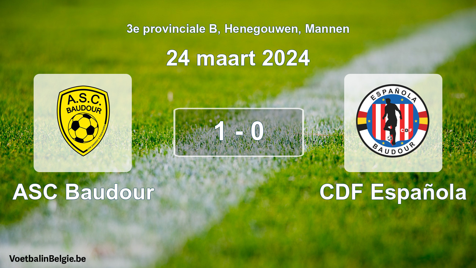 Gespeelde wedstrijd mannenvoetbal: ASC Baudour - CDF Española 1 - 0 (24 maart 2024)