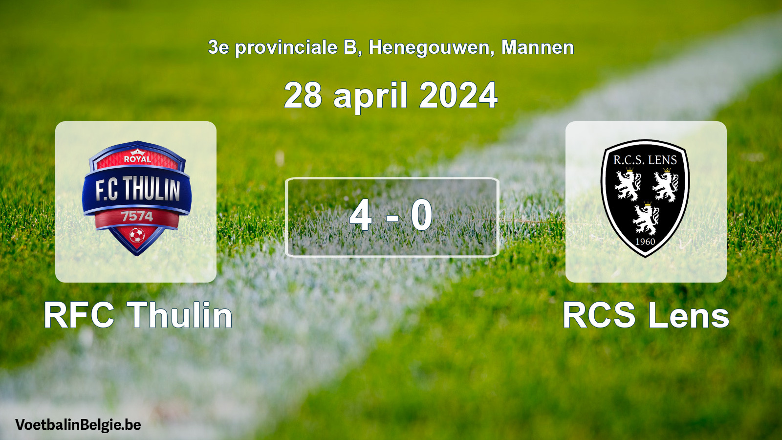Gespeelde wedstrijd mannenvoetbal: RFC Thulin - RCS Lens 4 - 0 (28 april 2024)