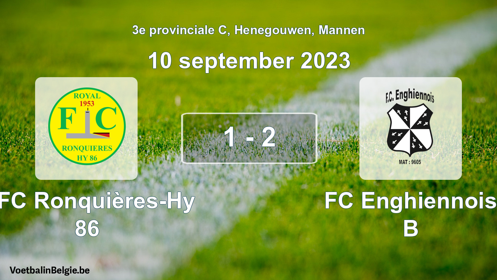 Gespeelde wedstrijd mannenvoetbal: RFC Ronquières-Hy 86 - FC Enghiennois B 1 - 2 (10 september 2023)