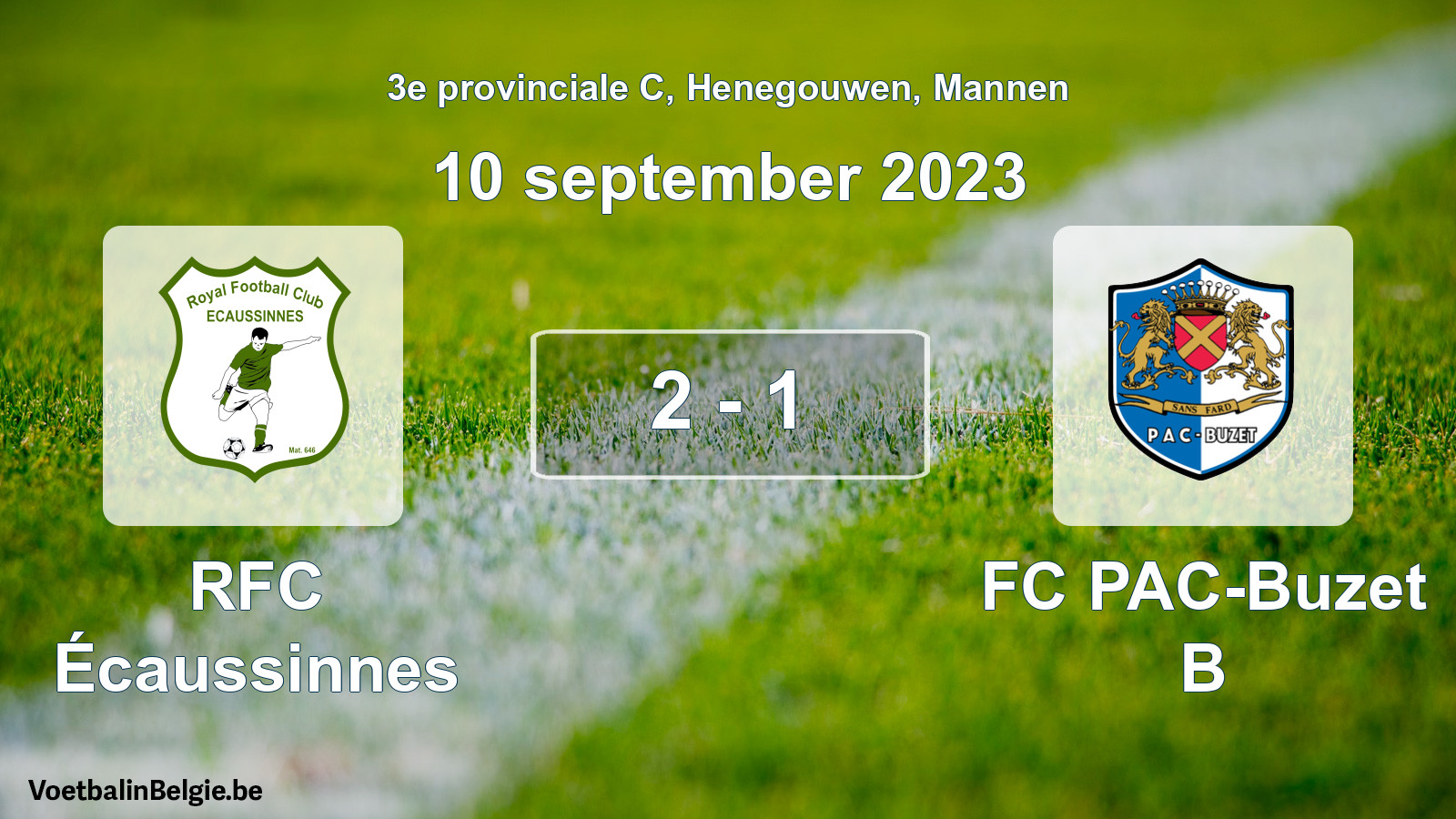 Gespeelde wedstrijd mannenvoetbal: RFC Écaussinnes - FC PAC-Buzet B 2 - 1 (10 september 2023)
